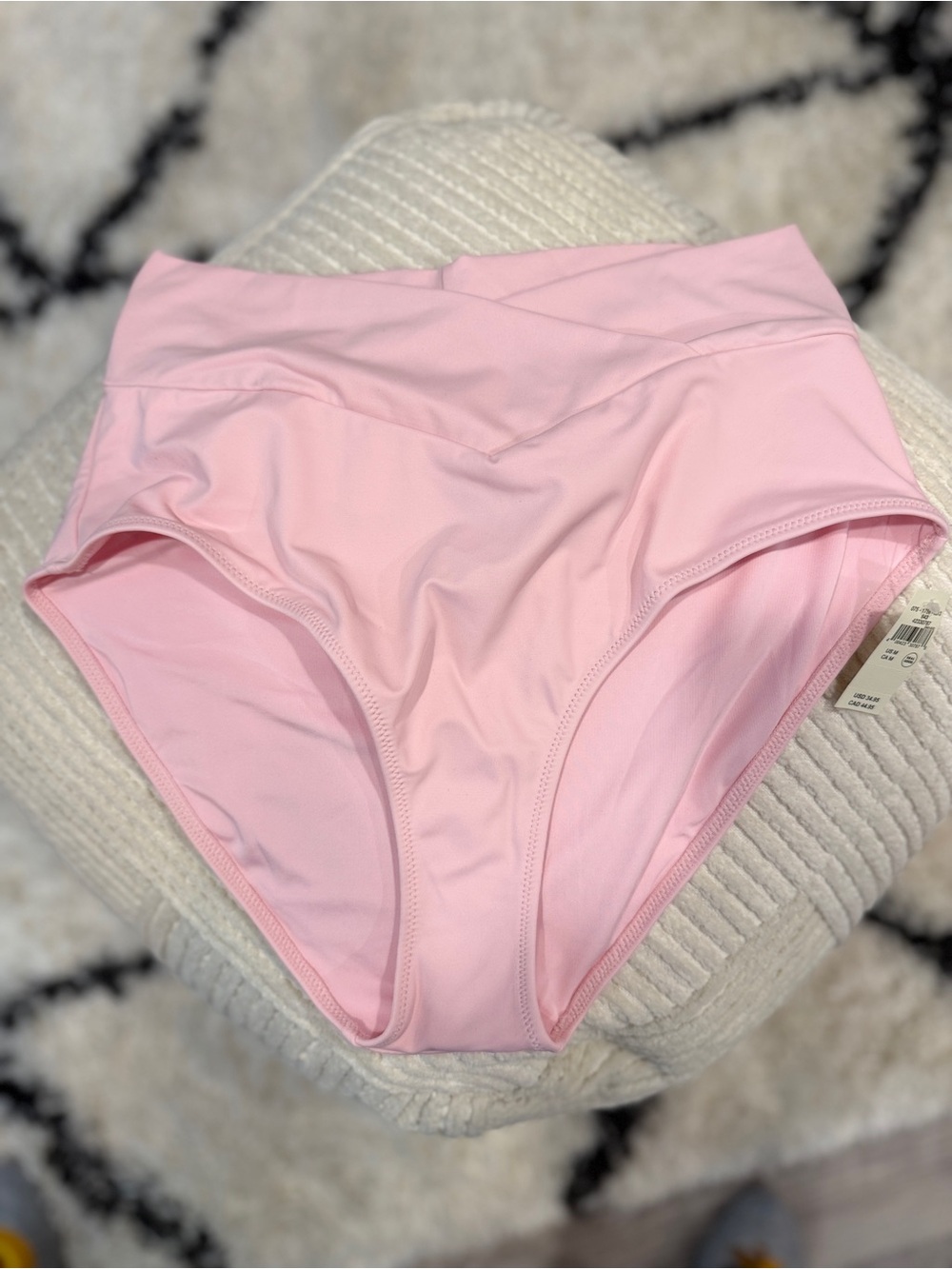 Aerie Crossover High Waisted Bikini Bottom Pink NWT Medium M - Picture 2 of 8